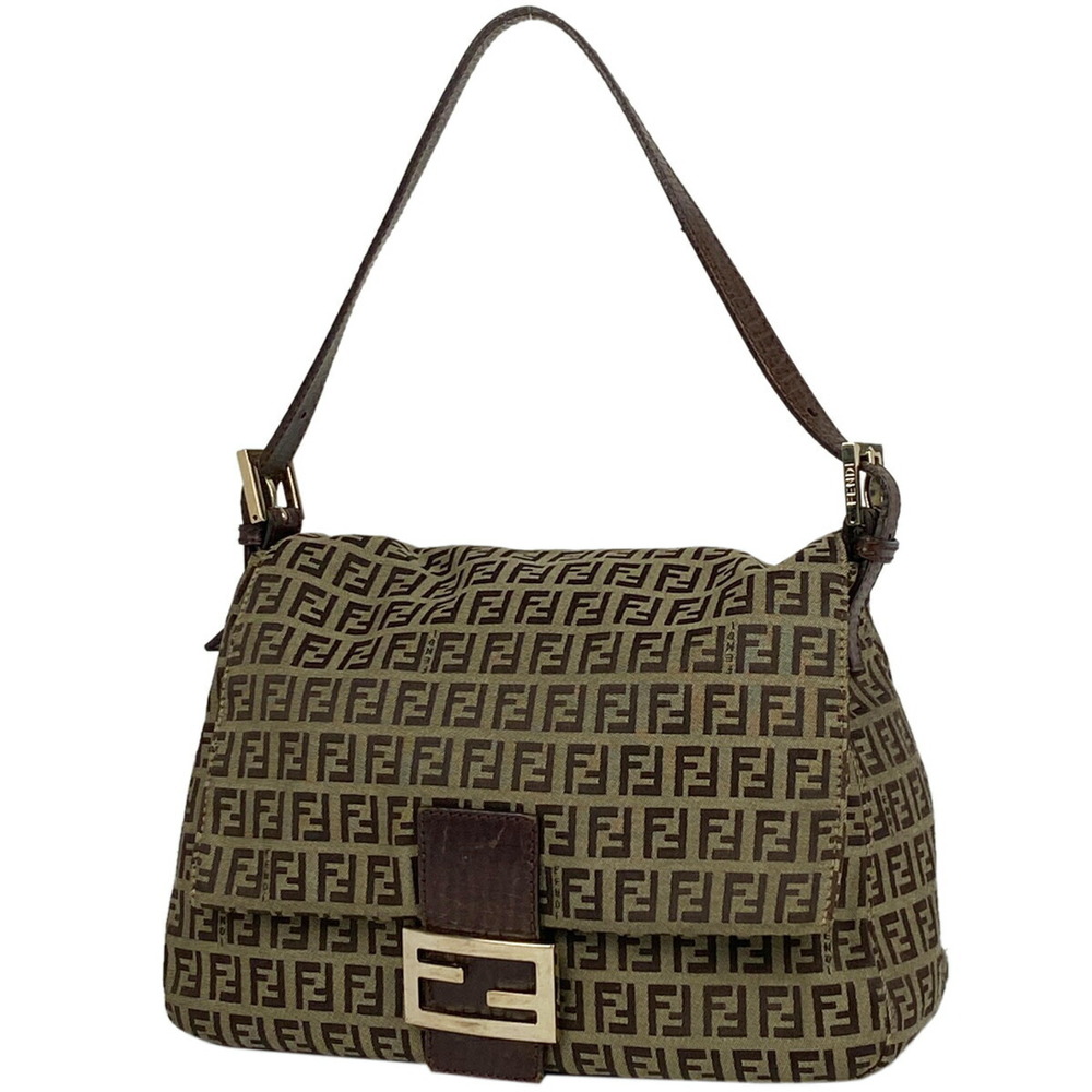 Fendi Mamma Bucket Shoulder Bag Zucchino Canvas Brown